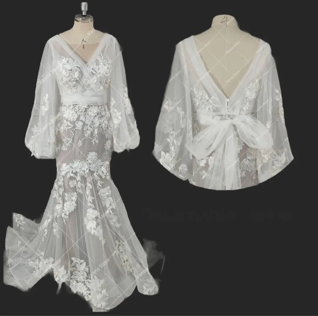 3D Floral Trumpet Wedding Gown All Sizes/Colors