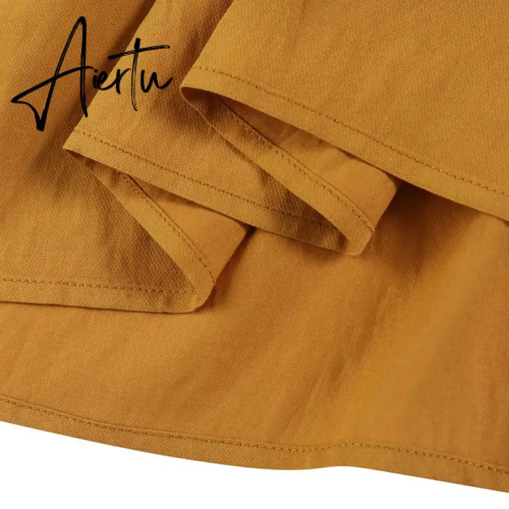 Aiertu Autumn Elastic Waist Solid Holiday Skirt  Oversized Women Maxi Long Skirts Casual Ruffles Party Faldas Saia Loose Jupe