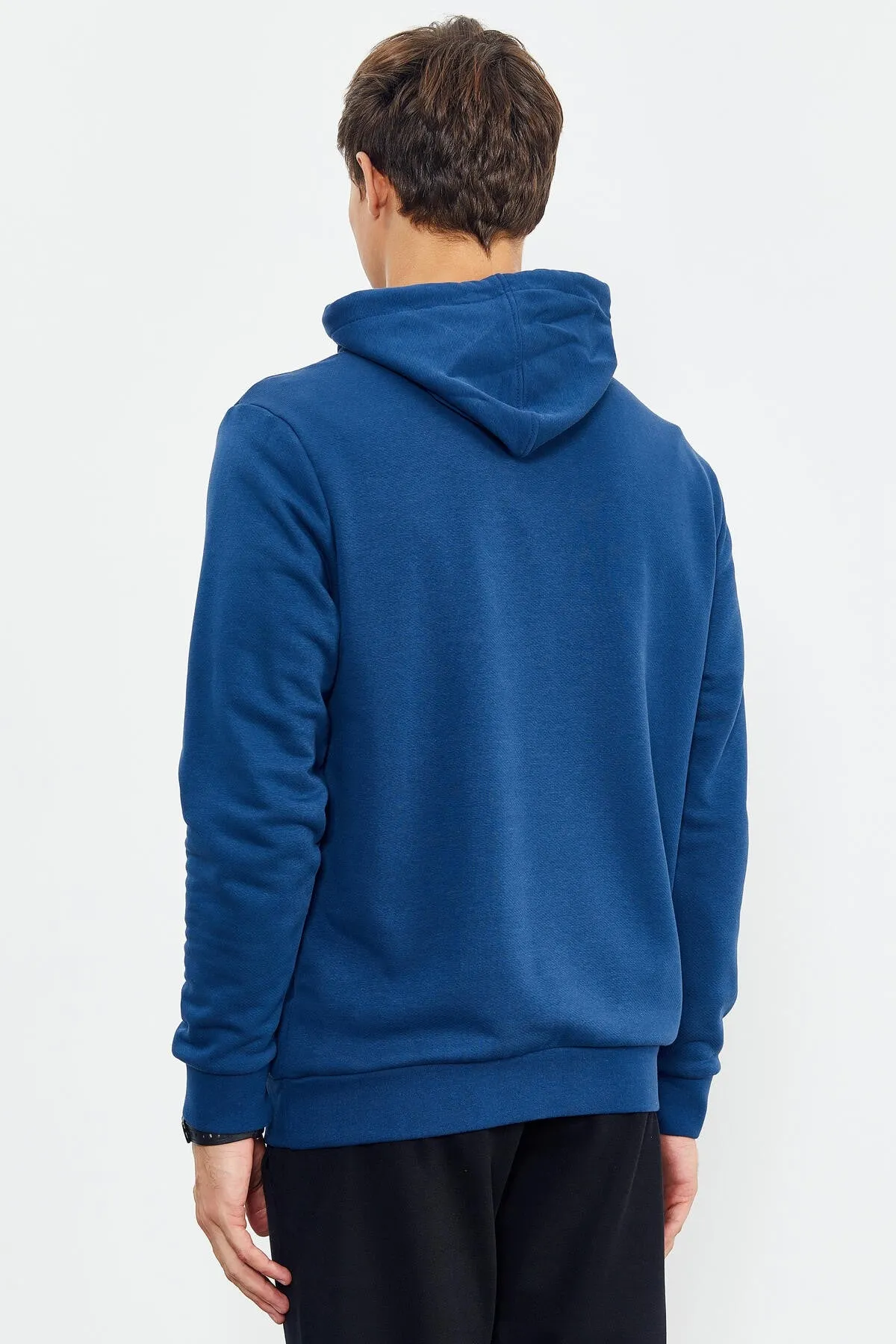 baskili kapüşonlu kanguru cep rahat form erkek sweatshirt - 88019