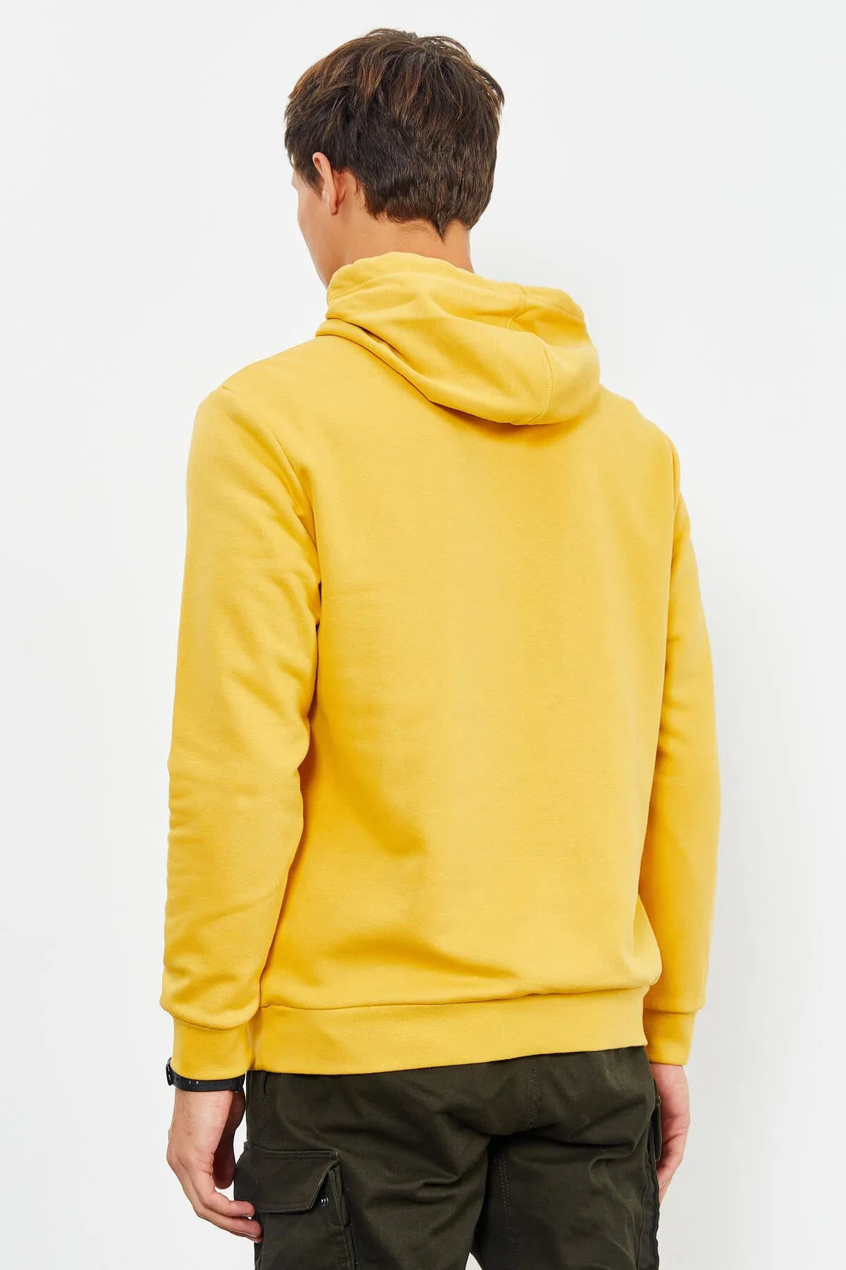 baskili kapüşonlu kanguru cep rahat form erkek sweatshirt - 88019