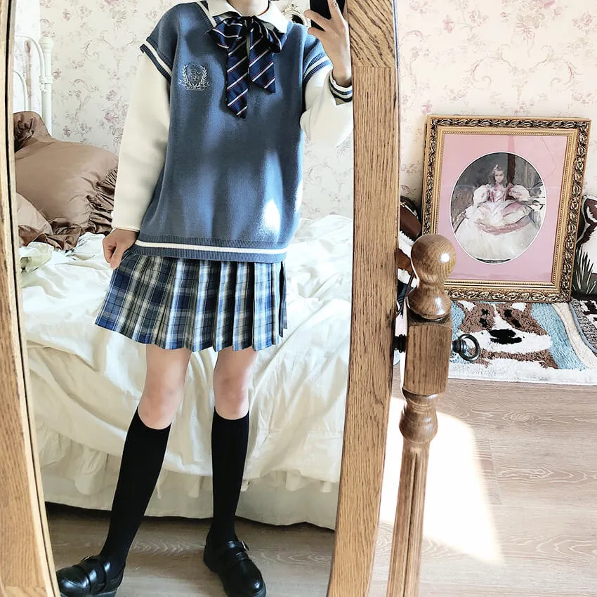 Blue JK vintage plaid uniform skirt