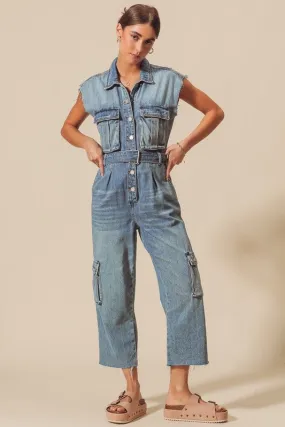 Cargo Cutie Denim Jumpsuit