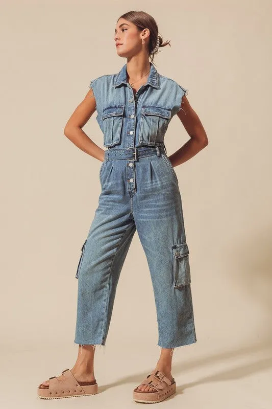 Cargo Cutie Denim Jumpsuit