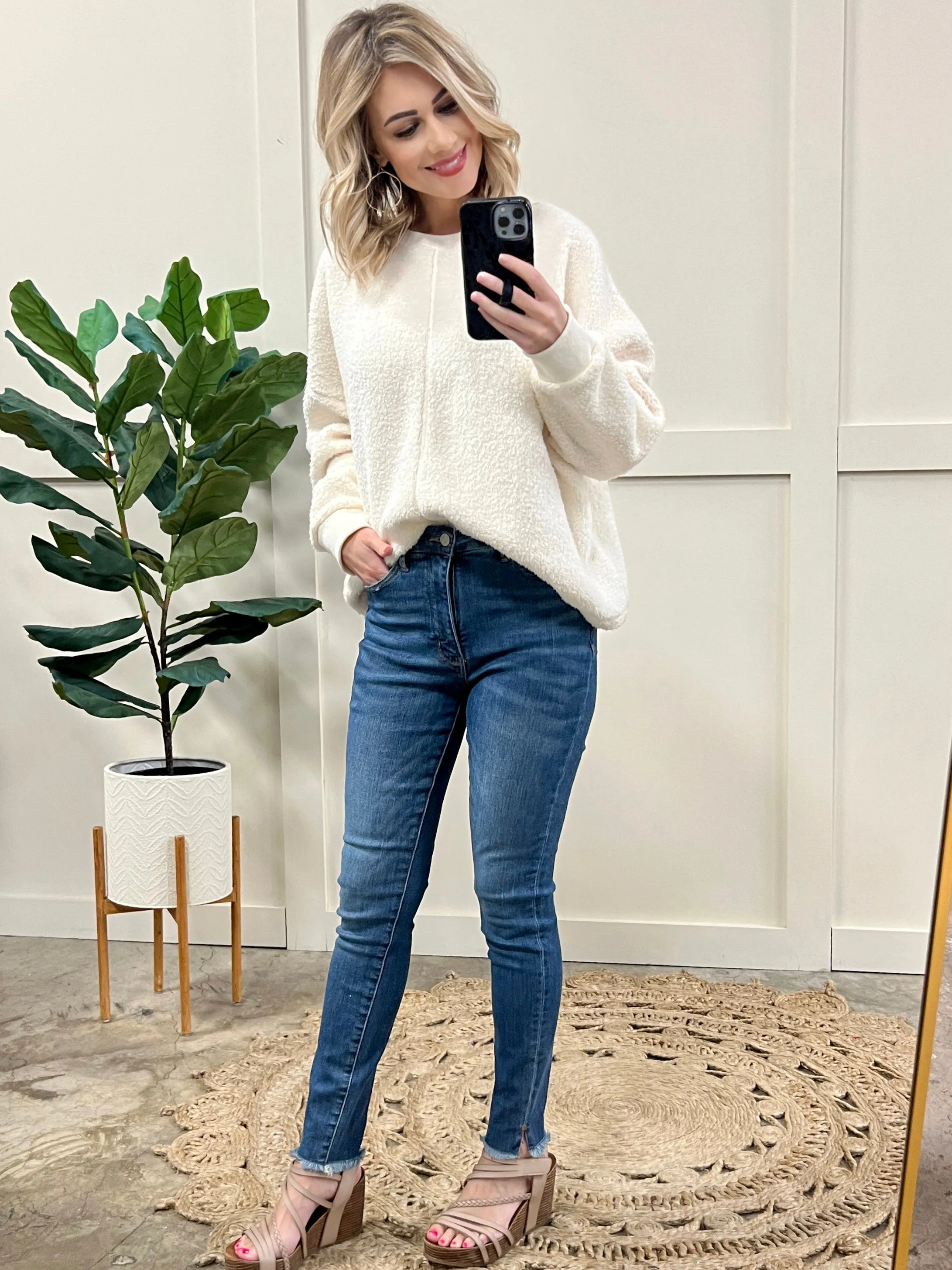 Cozy Soft Teddy Pullover In Ivory