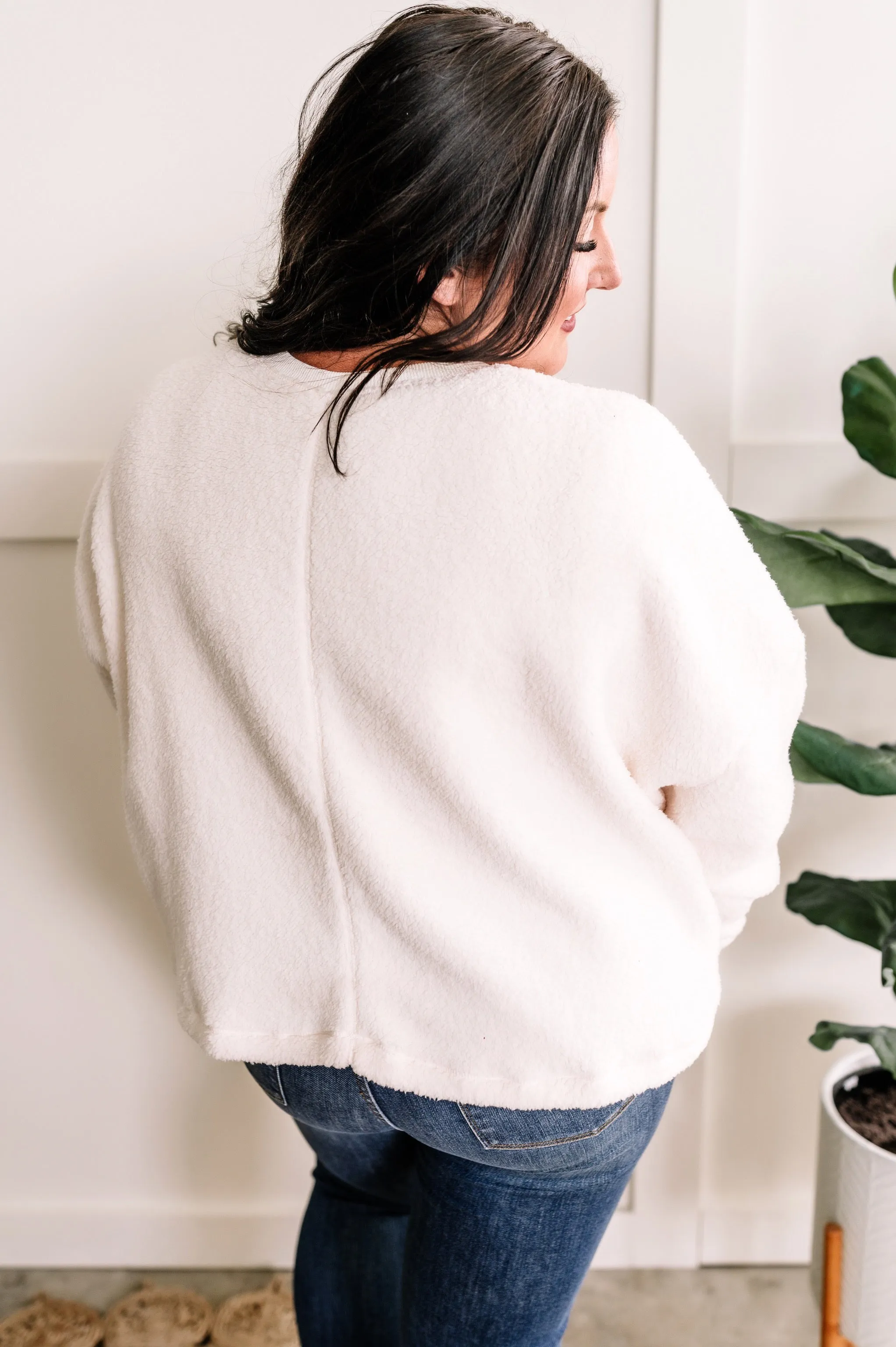 Cozy Soft Teddy Pullover In Ivory