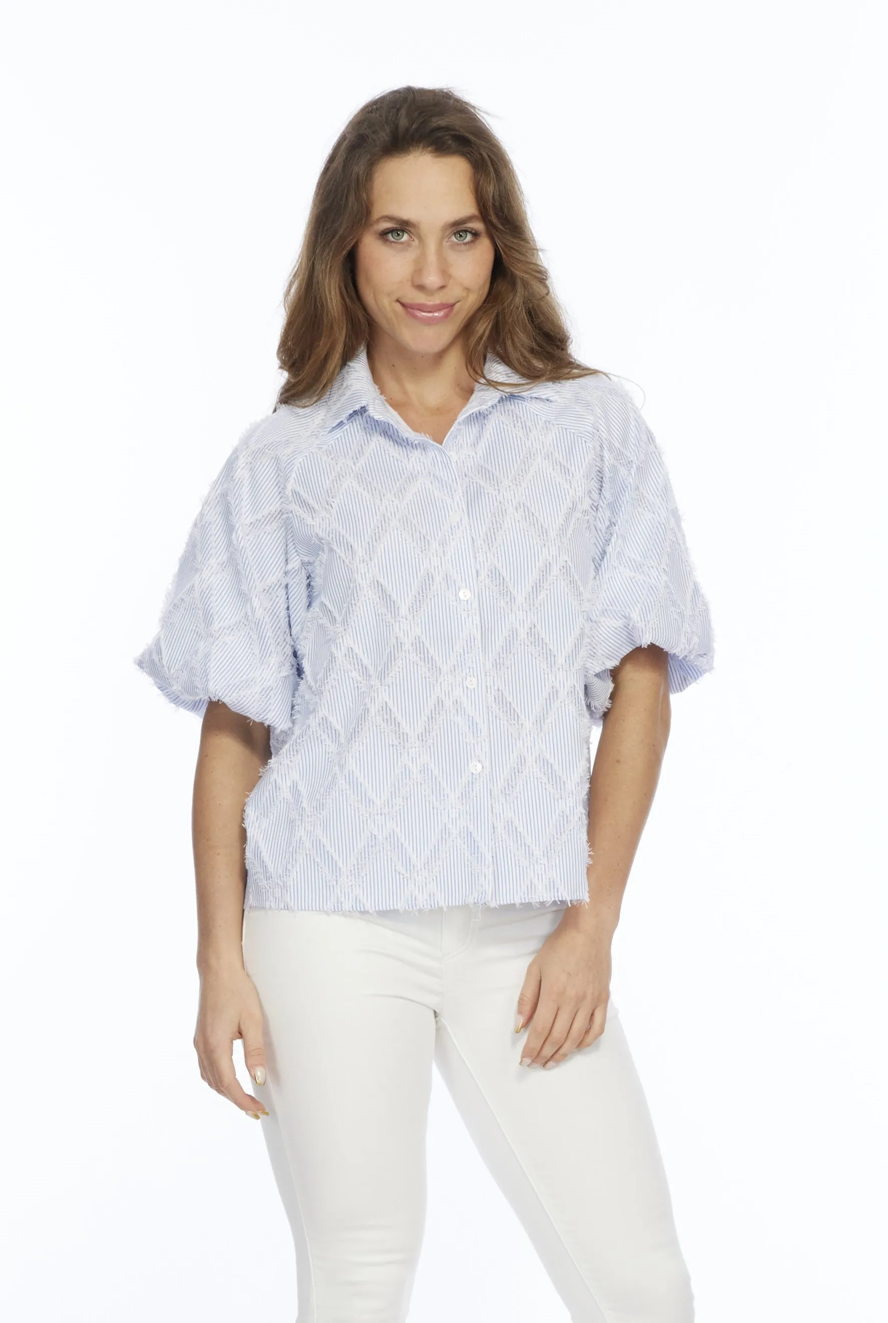 Embroidered Short Sleeve Top | Halo LIOR