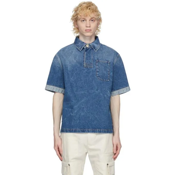 Fendi Blue Denim Light Wash Polo