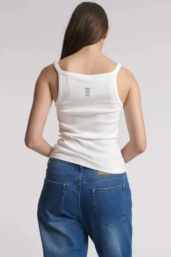 FINE RIBBED SINGLET - WHITE