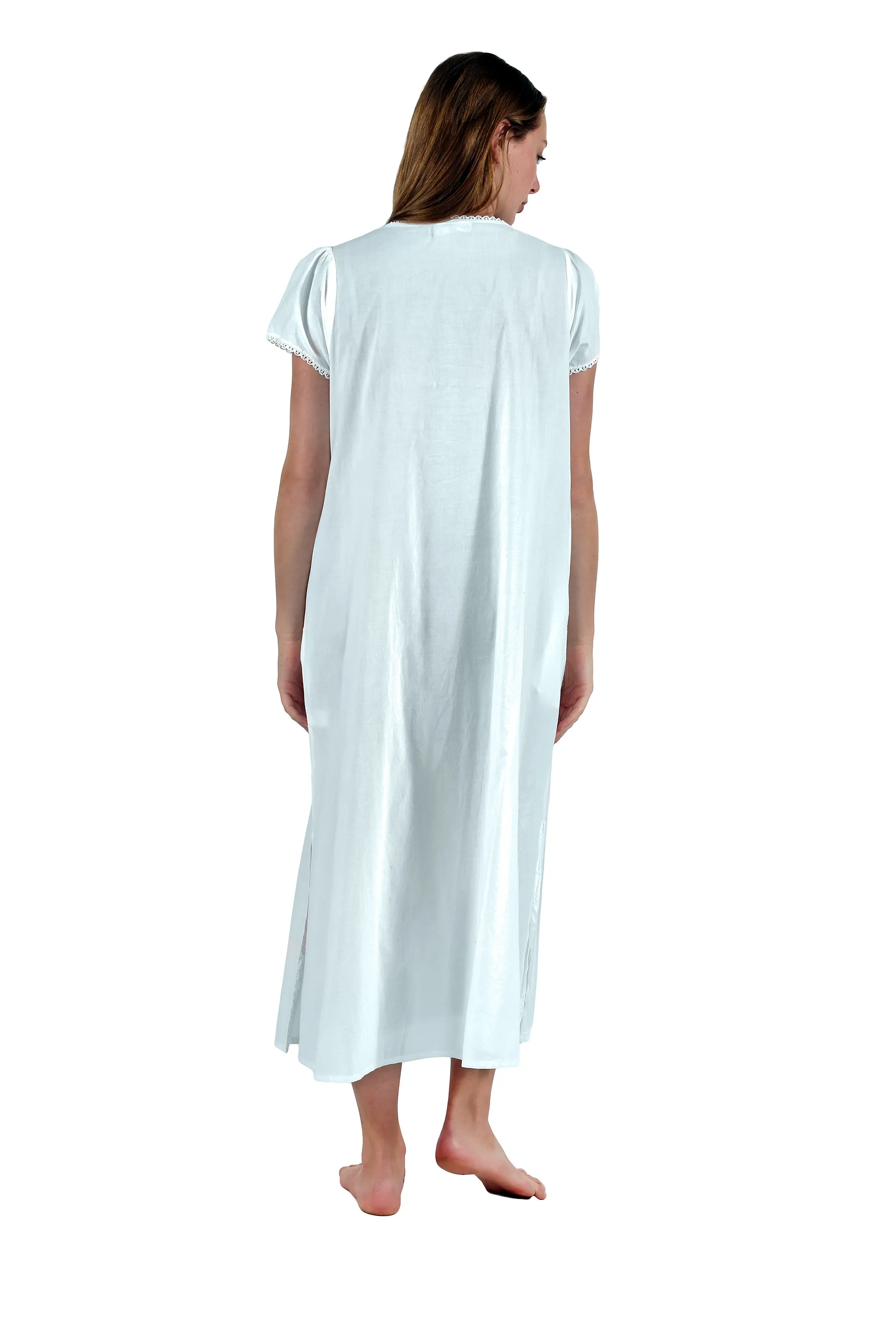 La Cera 100% Cotton Lace Applique Gown