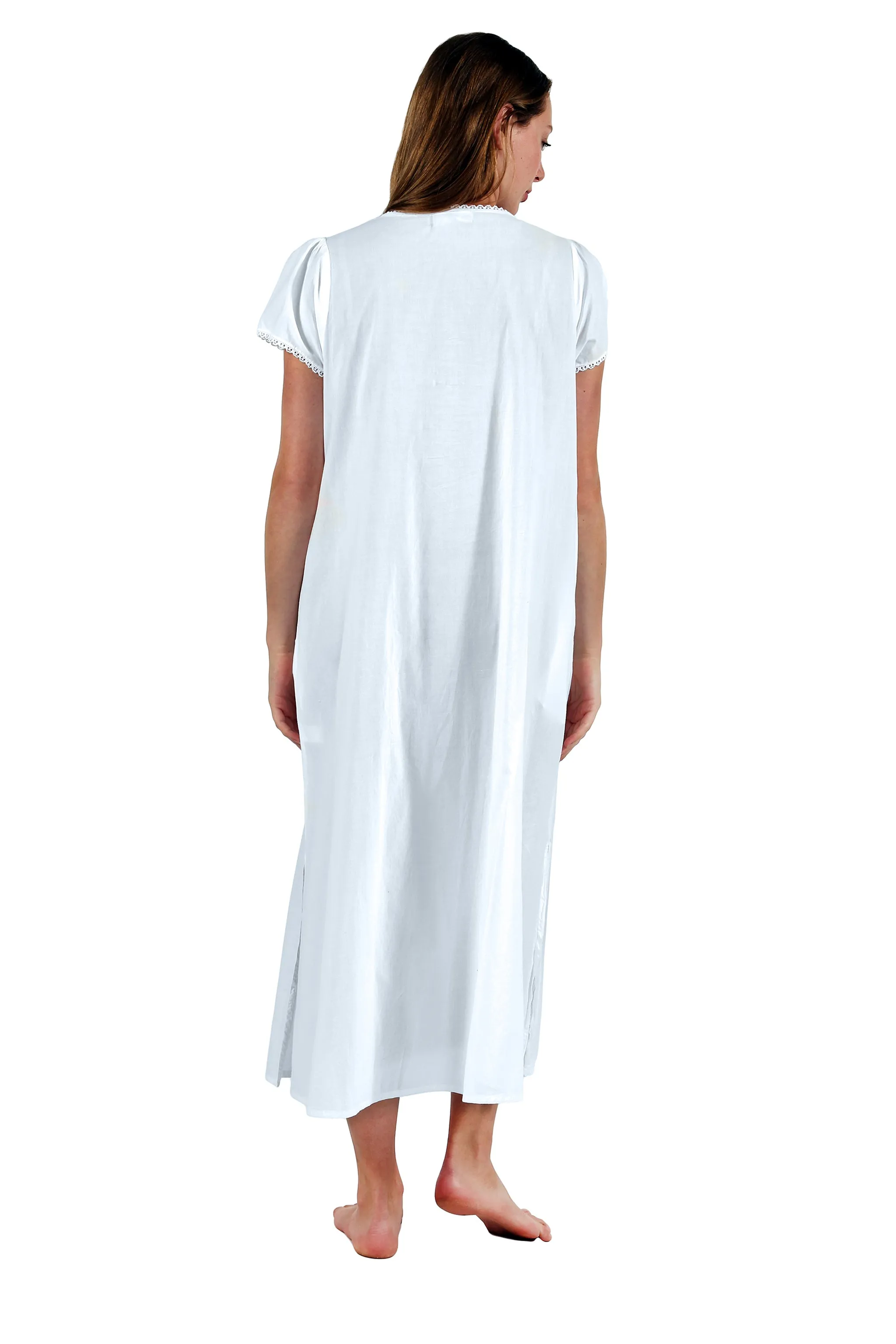La Cera 100% Cotton Lace Applique Gown