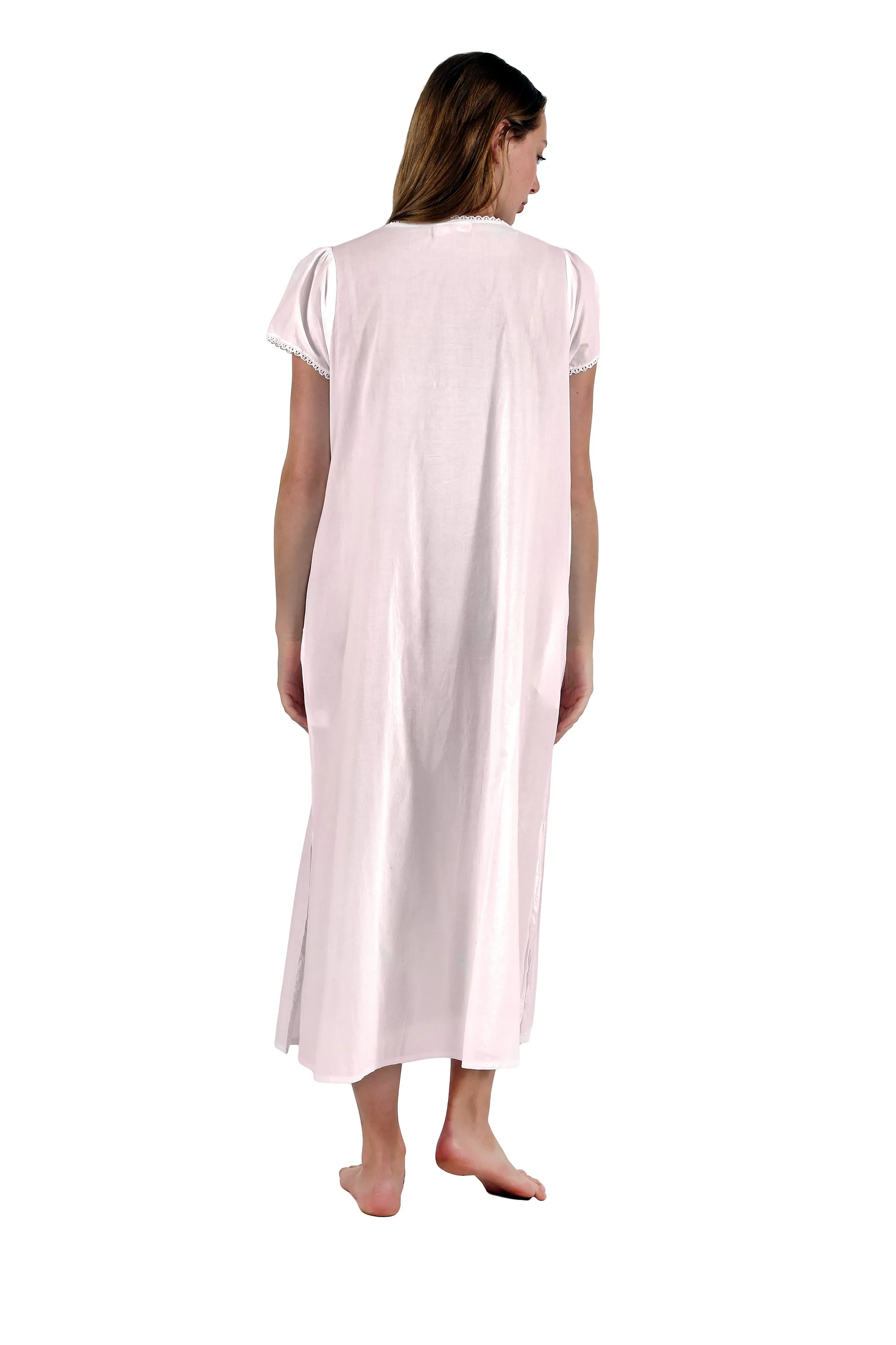 La Cera 100% Cotton Lace Applique Gown
