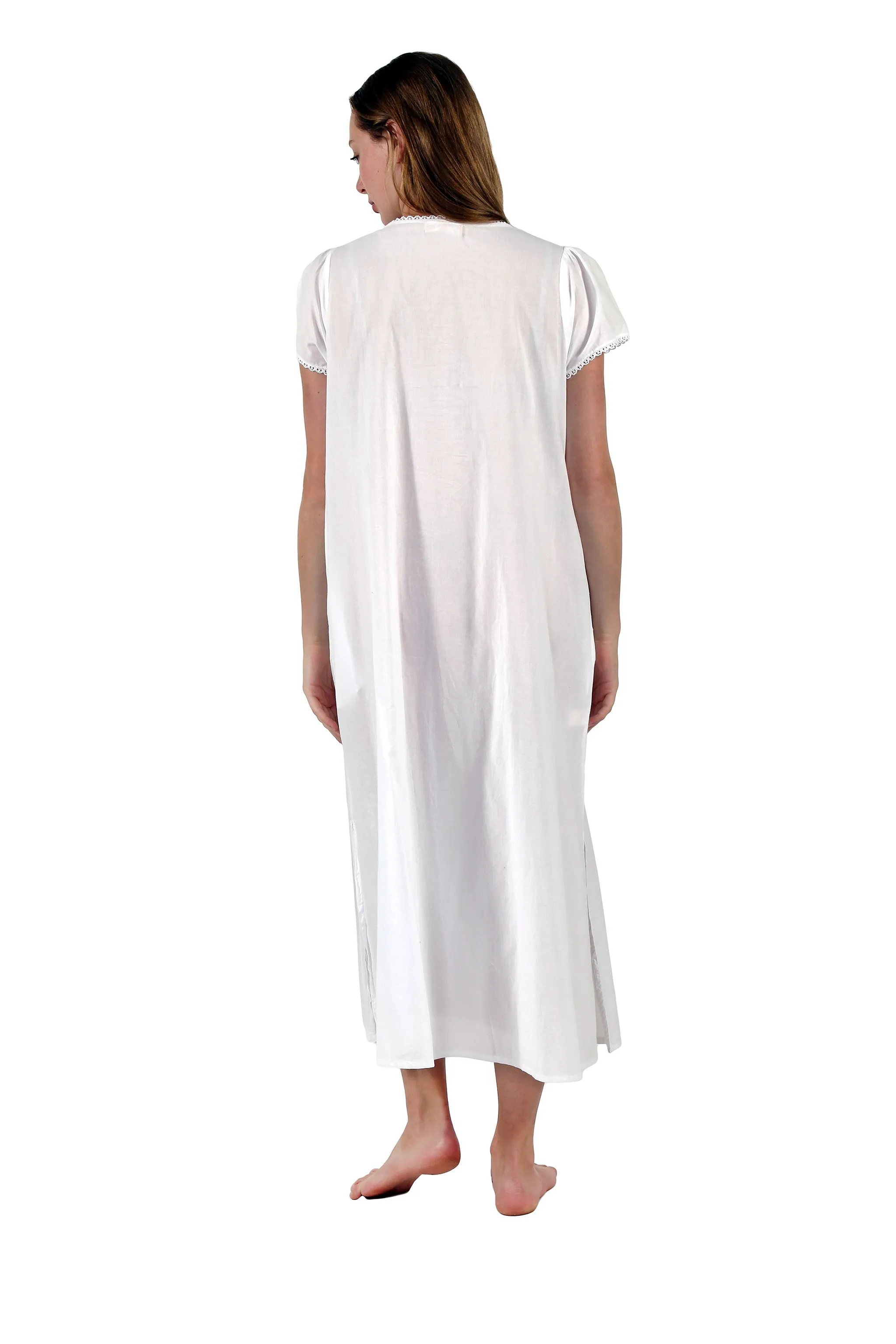 La Cera 100% Cotton Lace Applique Gown