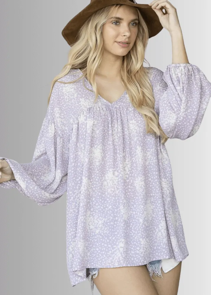 Lilah Boho Puff Sleeve Loose Fit Top