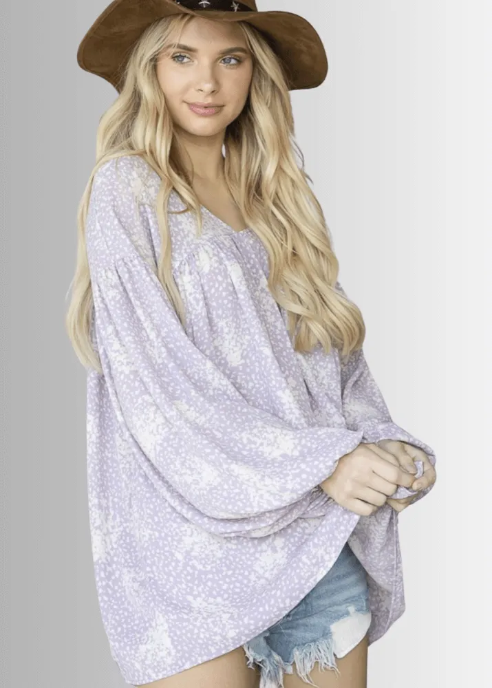 Lilah Boho Puff Sleeve Loose Fit Top