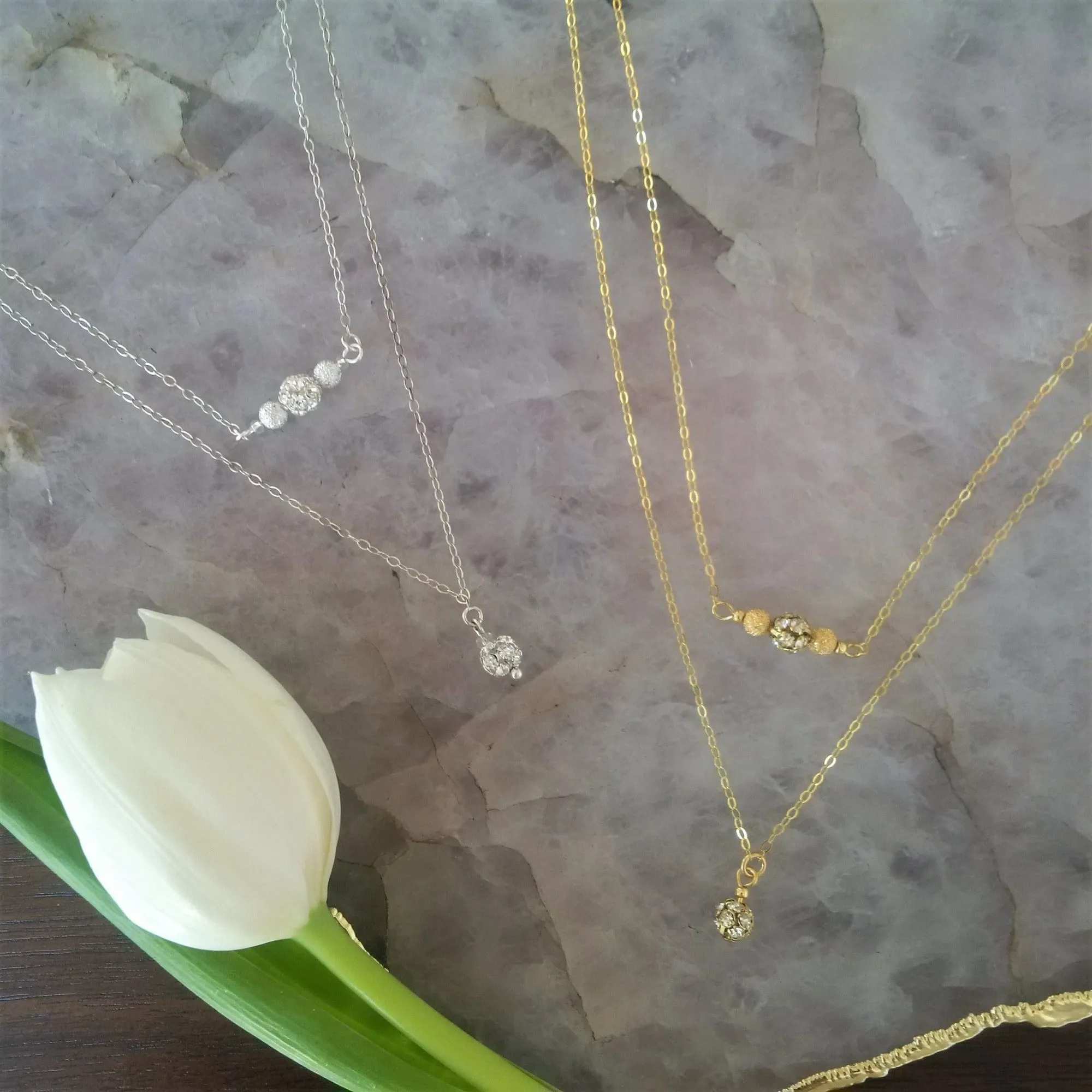 MAELET Double Layered Crystal Bridal Necklace