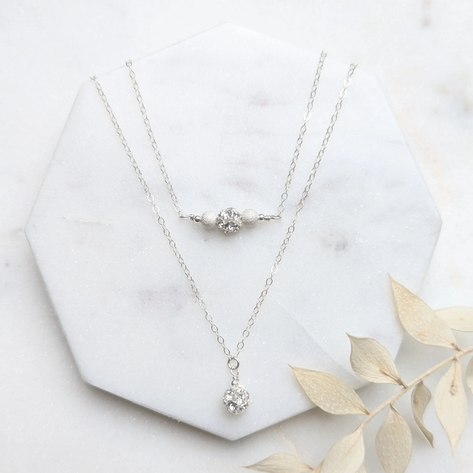 MAELET Double Layered Crystal Bridal Necklace