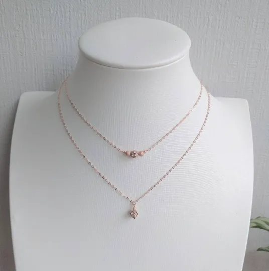 MAELET Double Layered Crystal Bridal Necklace