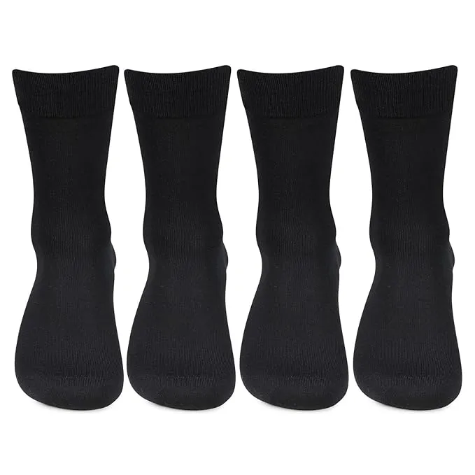Men Cotton Plain Full-Length Socks - Pack of 4