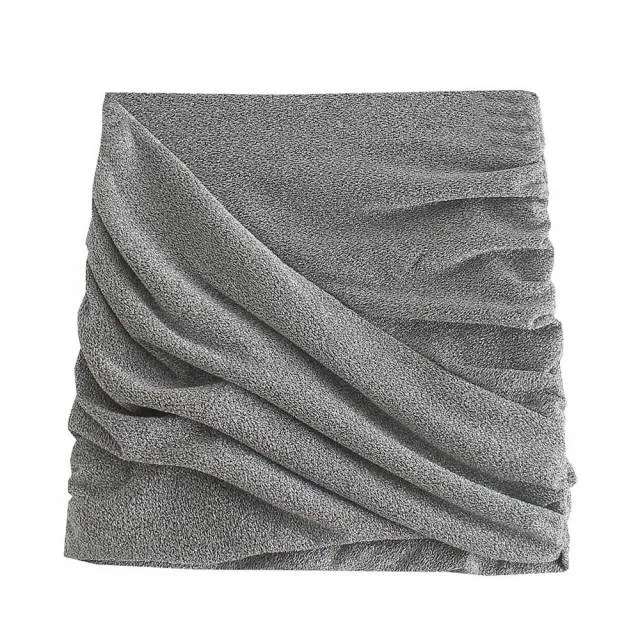 METALLIC THREAD DRAPED MINI SKIRT