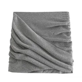 METALLIC THREAD DRAPED MINI SKIRT