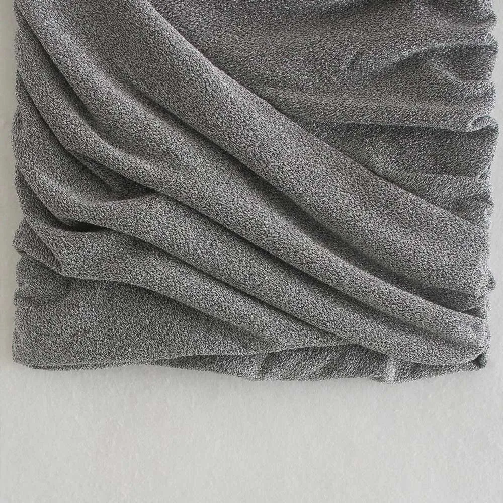 METALLIC THREAD DRAPED MINI SKIRT