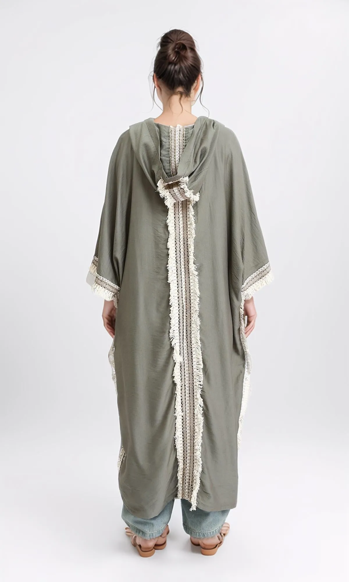 O204326 -Linen Spanish Open Cardigan - Taupe