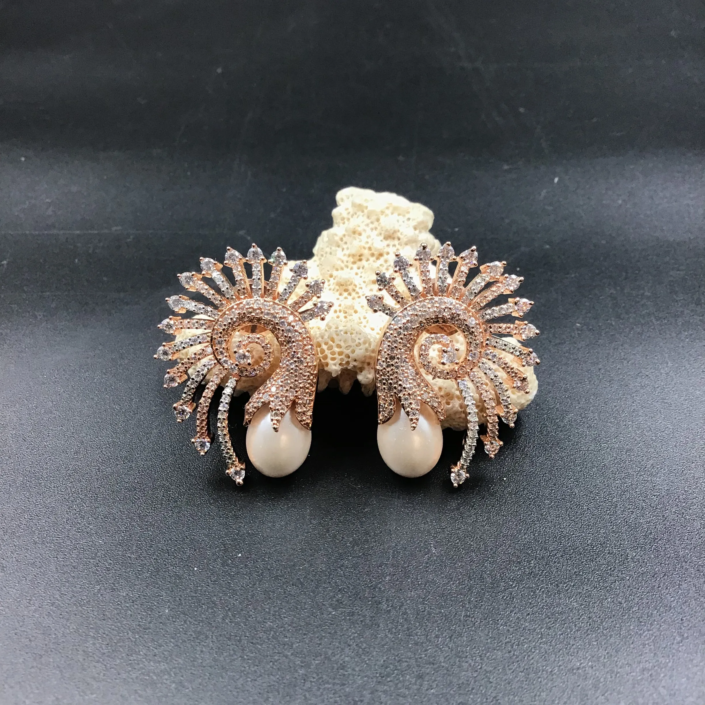 Rose Gold Zircon/AD Earring 16366-3513