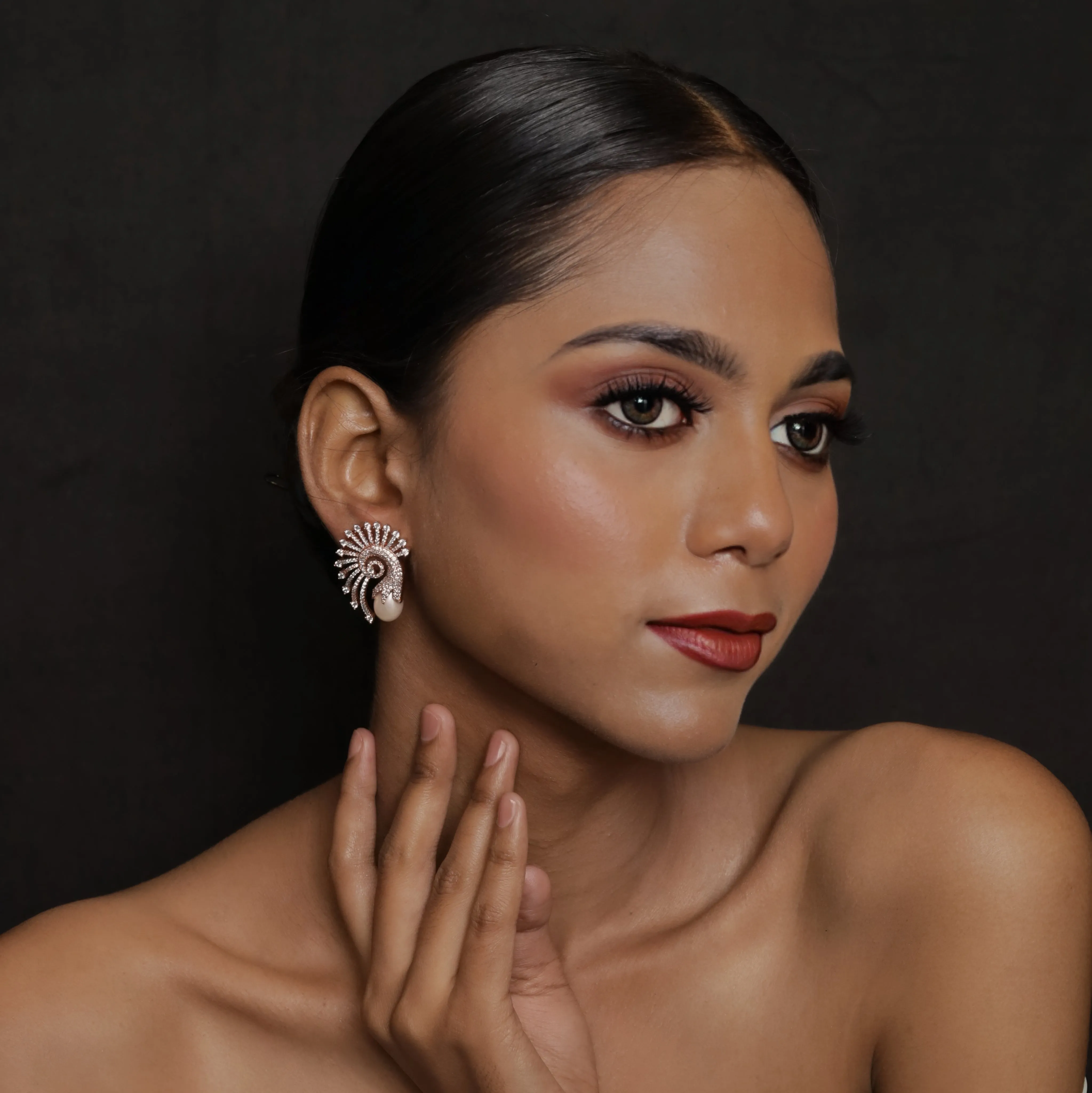Rose Gold Zircon/AD Earring 16366-3513