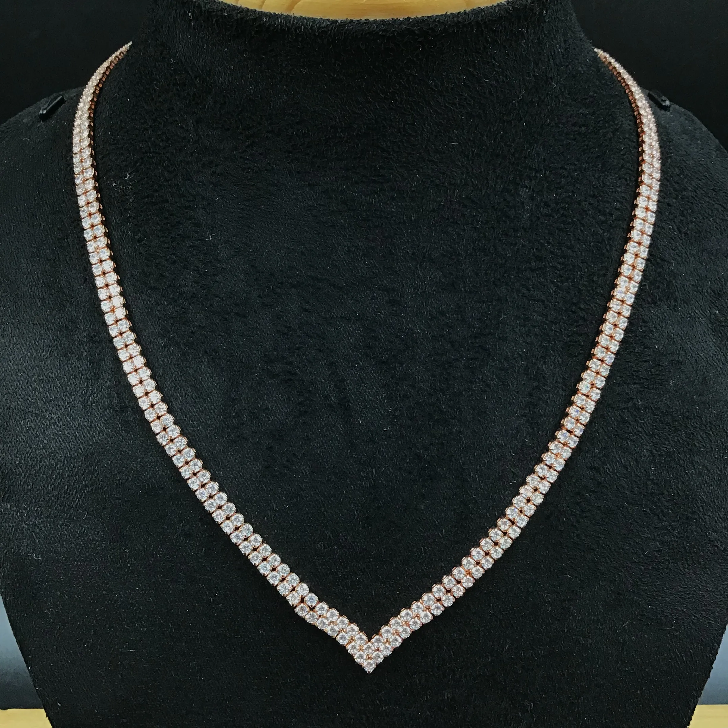 Round Neck Zircon/AD Necklace Set 7171-33