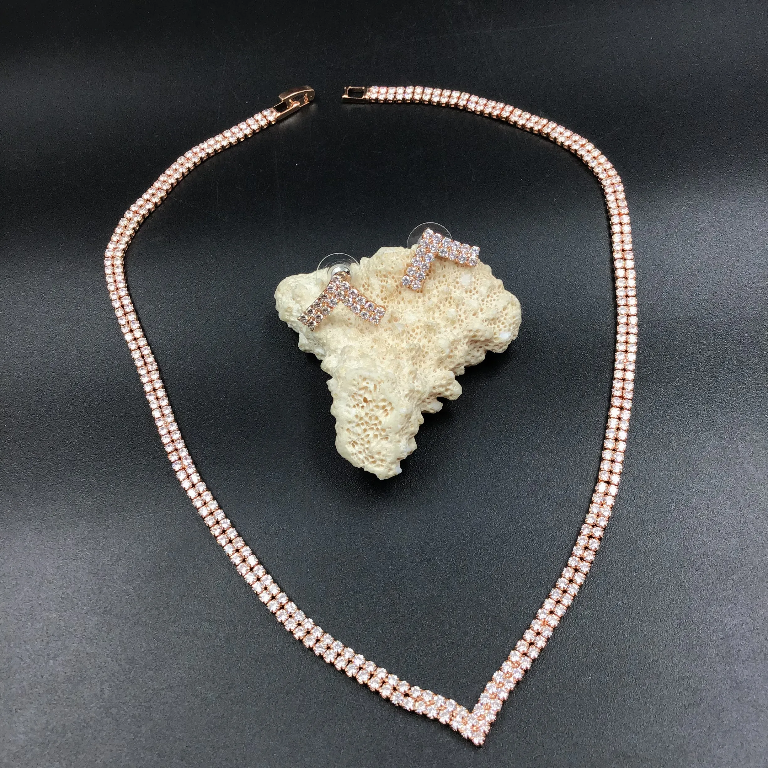 Round Neck Zircon/AD Necklace Set 7171-33