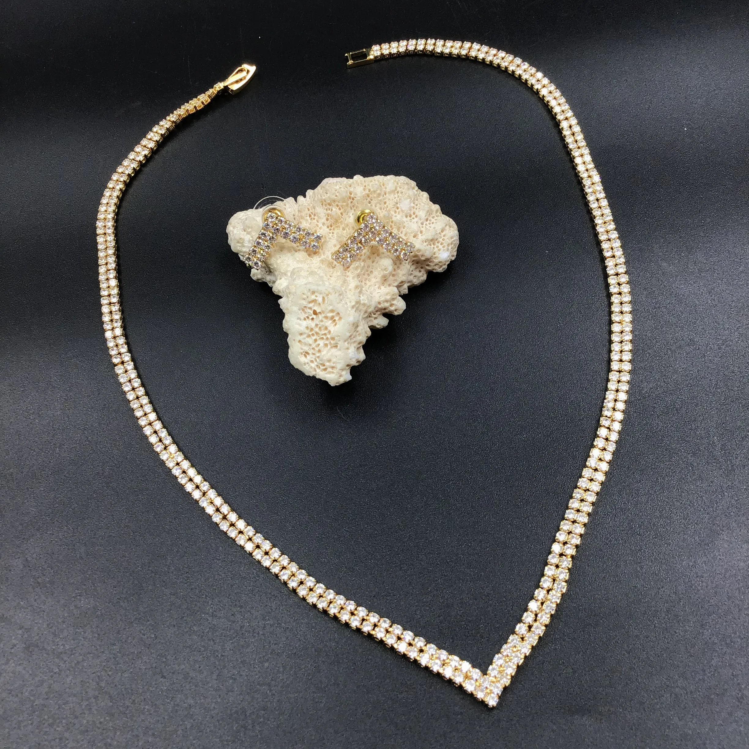 Round Neck Zircon/AD Necklace Set 7171-33