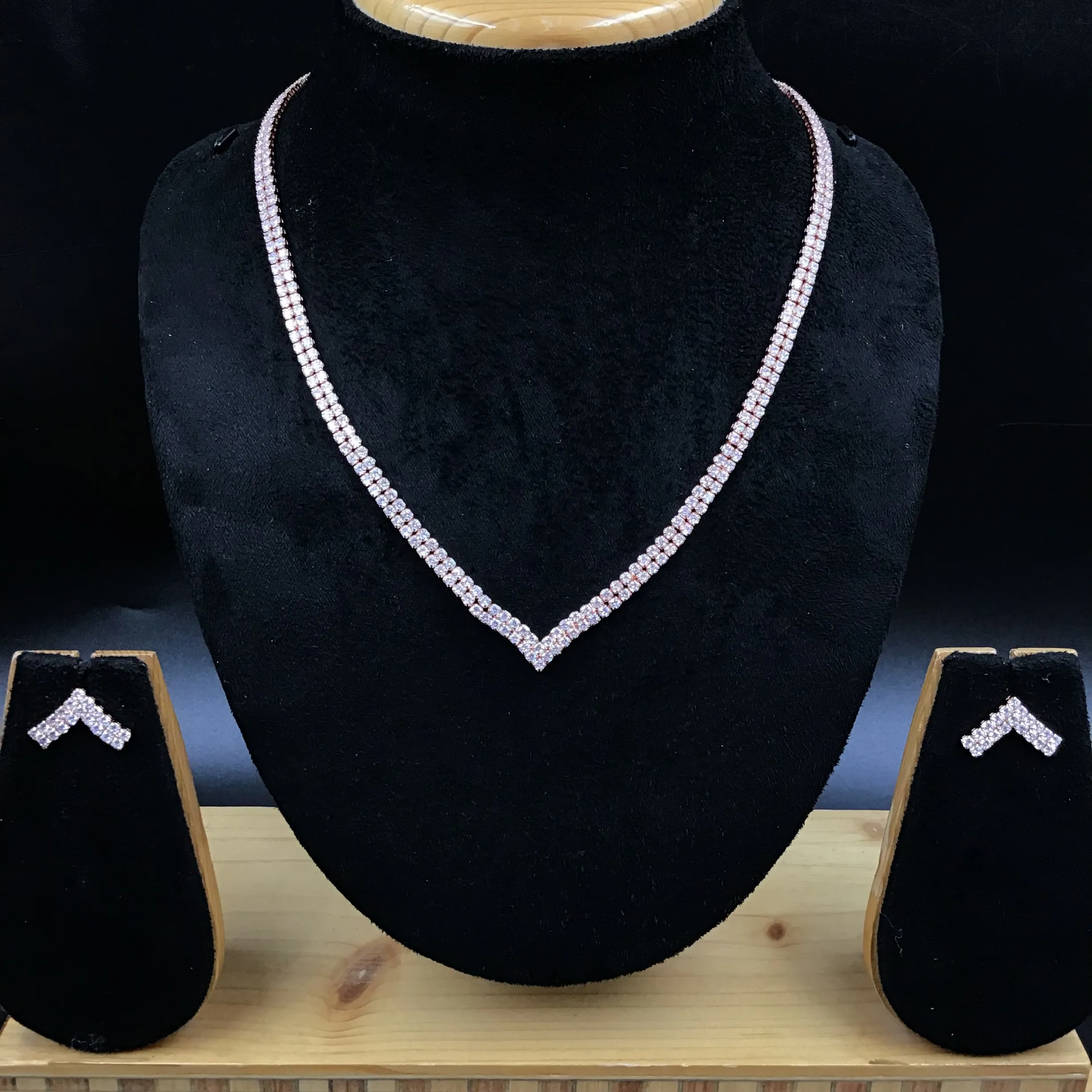 Round Neck Zircon/AD Necklace Set 7171-33