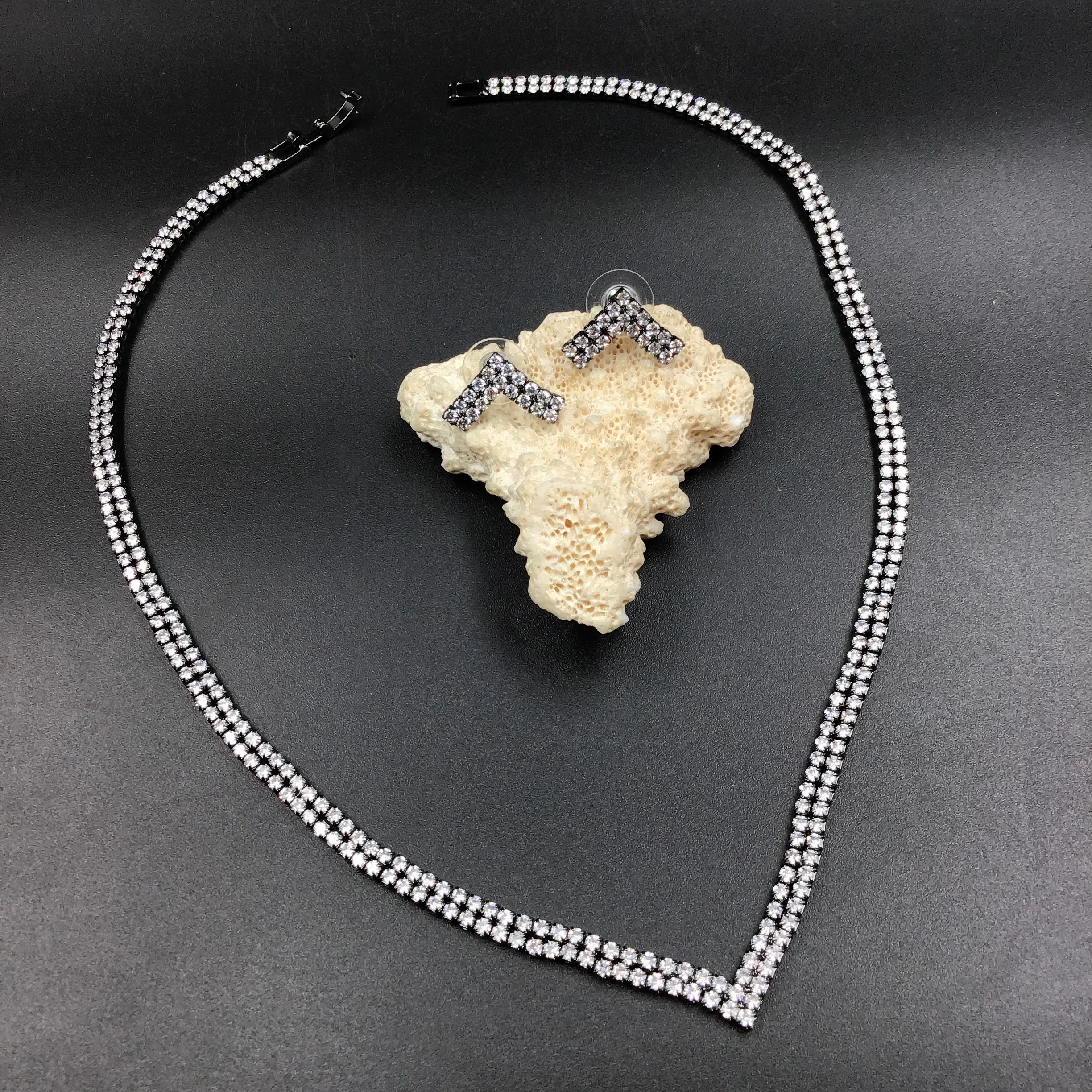 Round Neck Zircon/AD Necklace Set 7171-33