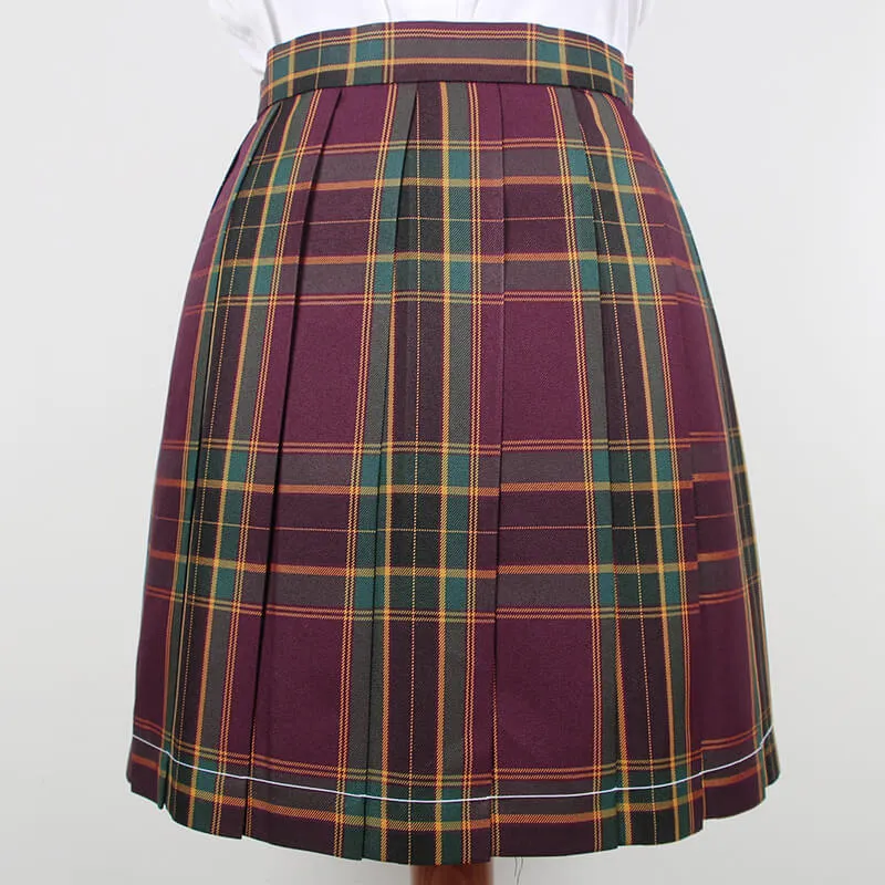 [Skirt / Bow] JK Christmas red green plaid uniform skirt