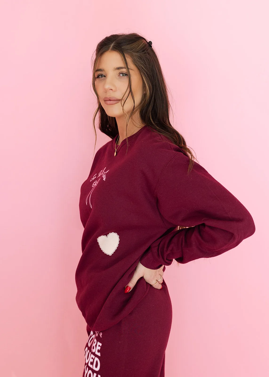 So This Is Love Maroon Graphic Sweatshirt