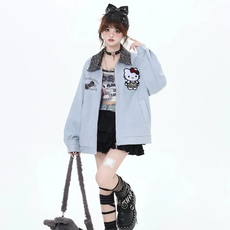 Sweet Girl Style Hello Kitty Embroidered Denim Jacket