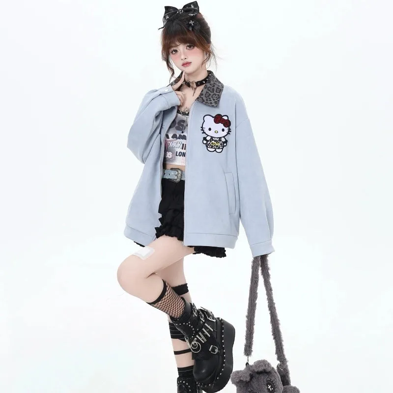 Sweet Girl Style Hello Kitty Embroidered Denim Jacket
