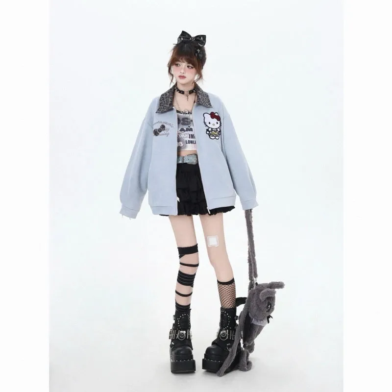 Sweet Girl Style Hello Kitty Embroidered Denim Jacket