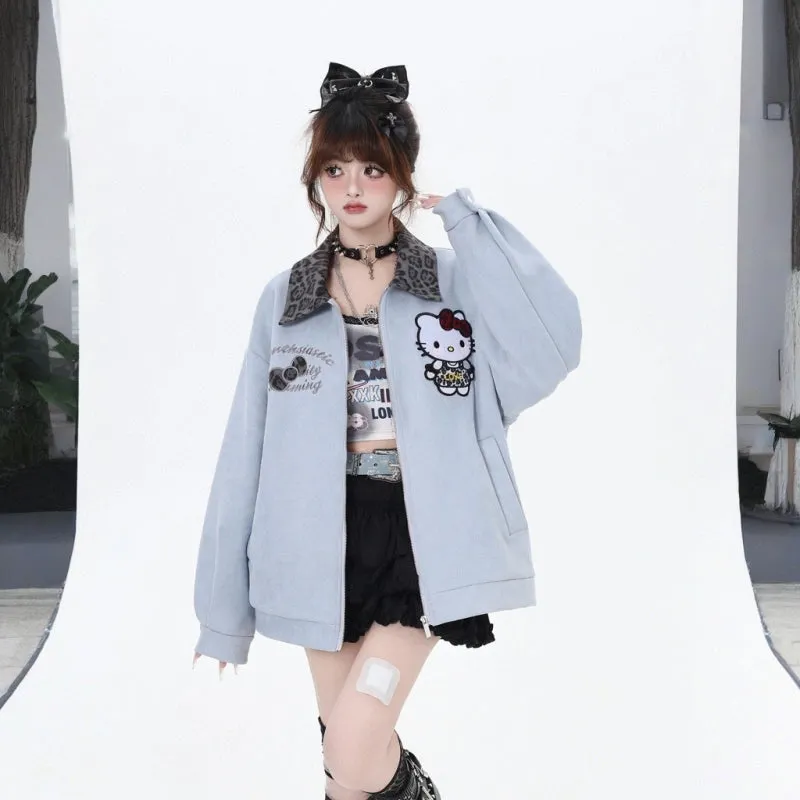Sweet Girl Style Hello Kitty Embroidered Denim Jacket