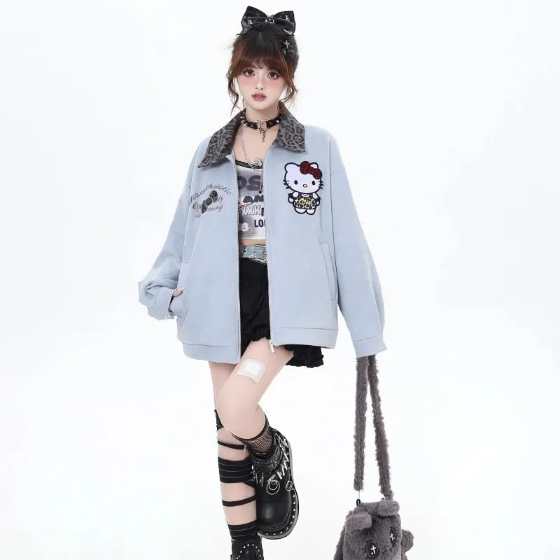 Sweet Girl Style Hello Kitty Embroidered Denim Jacket