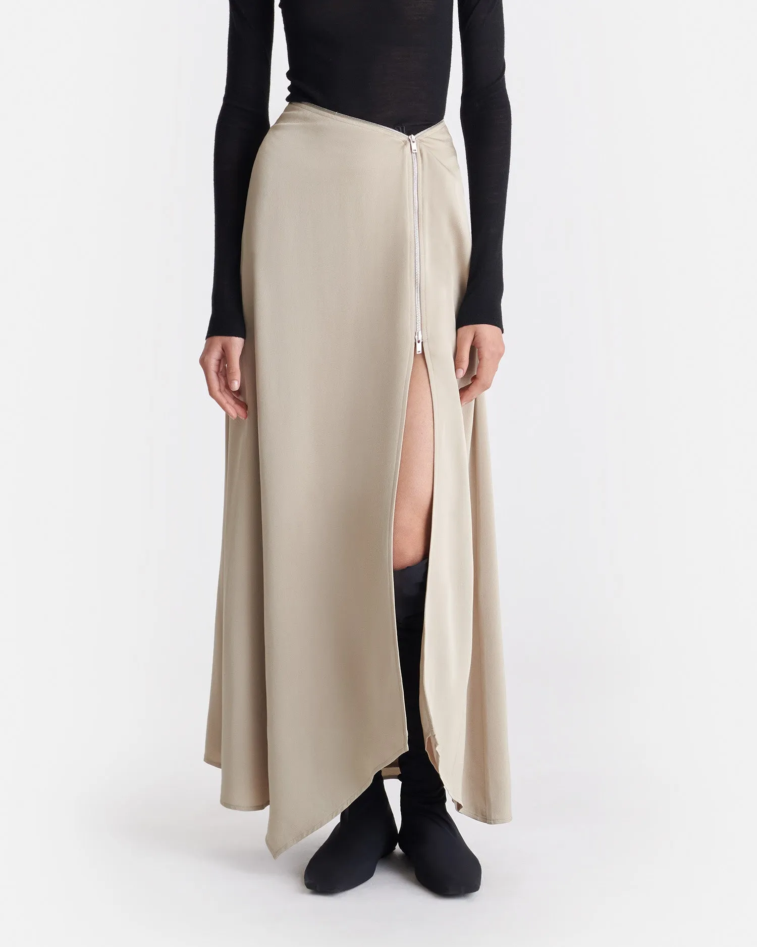 Zella - Georgette Midi Skirt - Oat